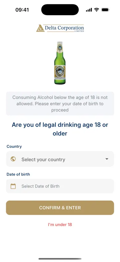 Delta Beverages App — Legal drinking age verification