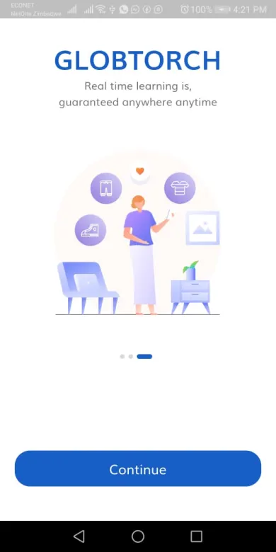 Globtorch Learning — Welcome screen