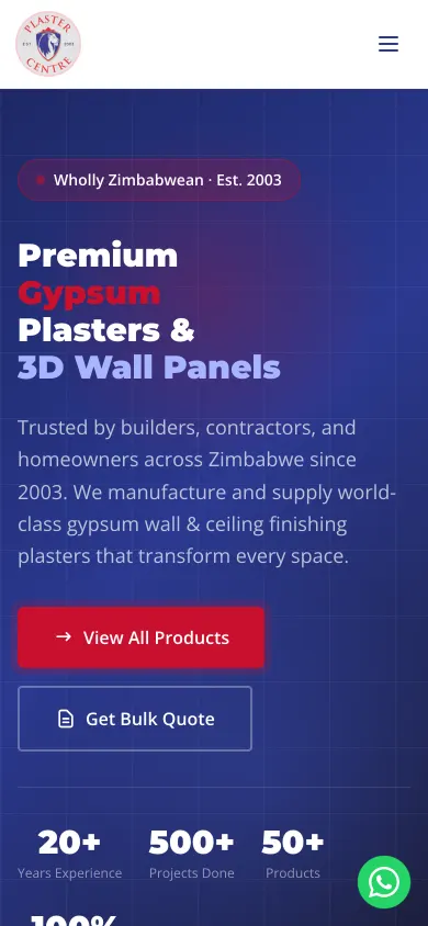 Plaster Centre — Mobile view