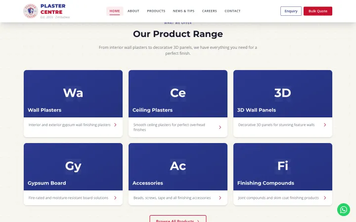 Plaster Centre — Product range by category